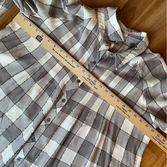 Intro Taupe & Cream with Gold Strands Plaid Button Down Shirt L - Picture 8 of 9